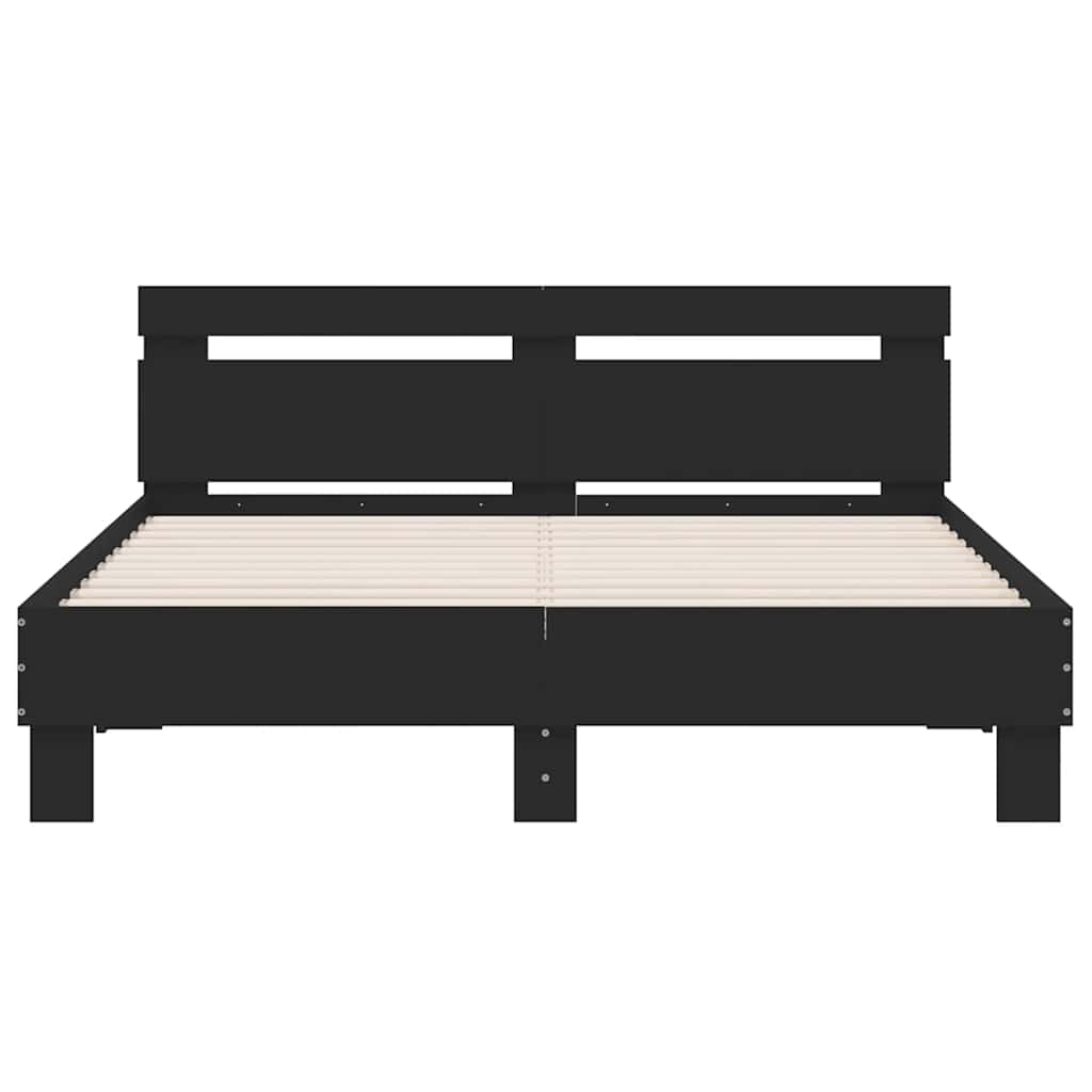 sengeramme med sengegavl 140x200 cm konstrueret træ sort