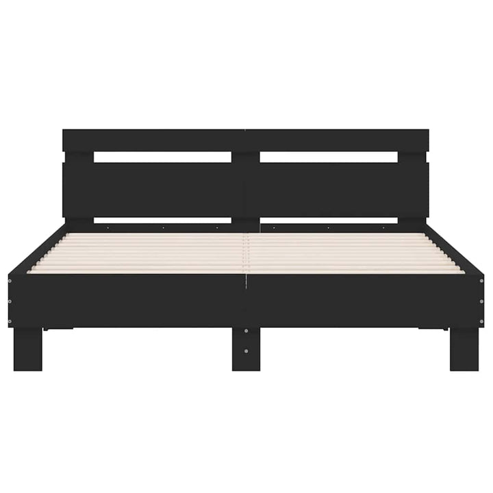 sengeramme med sengegavl 140x200 cm konstrueret træ sort