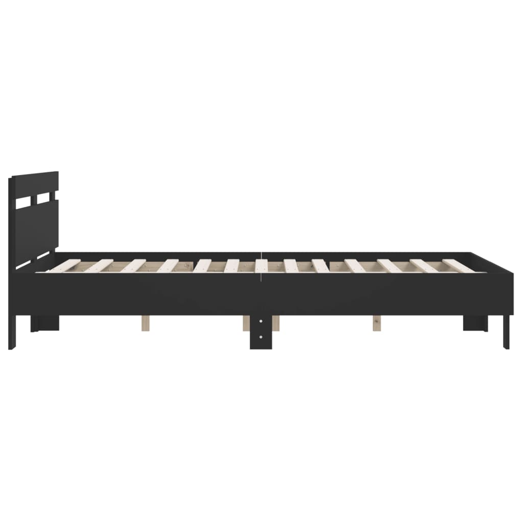 sengeramme med sengegavl 140x200 cm konstrueret træ sort