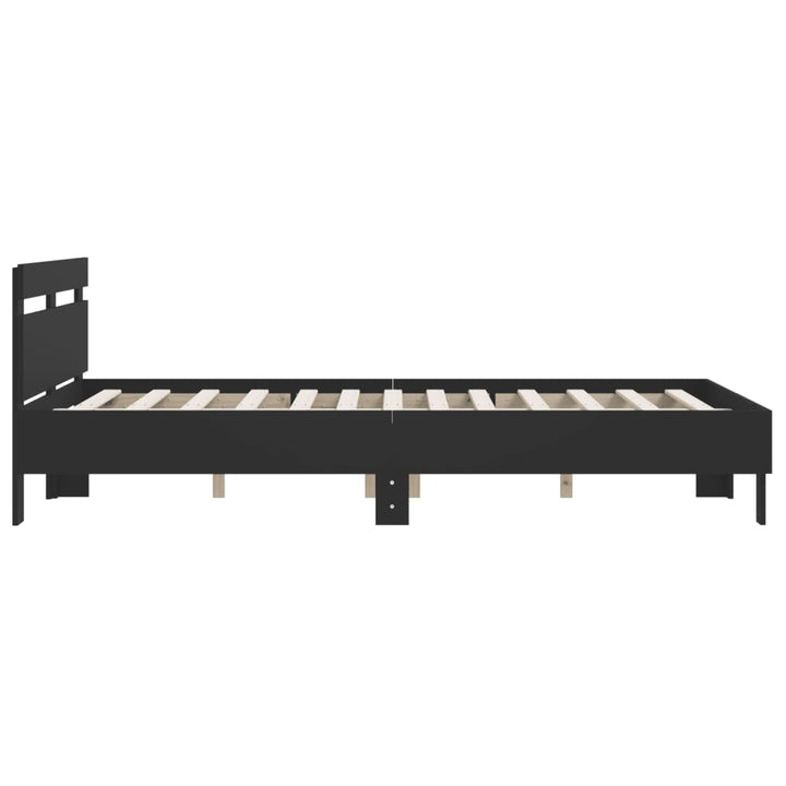 sengeramme med sengegavl 140x200 cm konstrueret træ sort