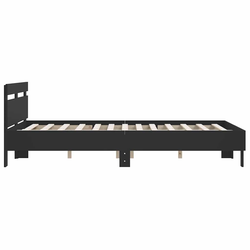 sengeramme med sengegavl 140x200 cm konstrueret træ sort
