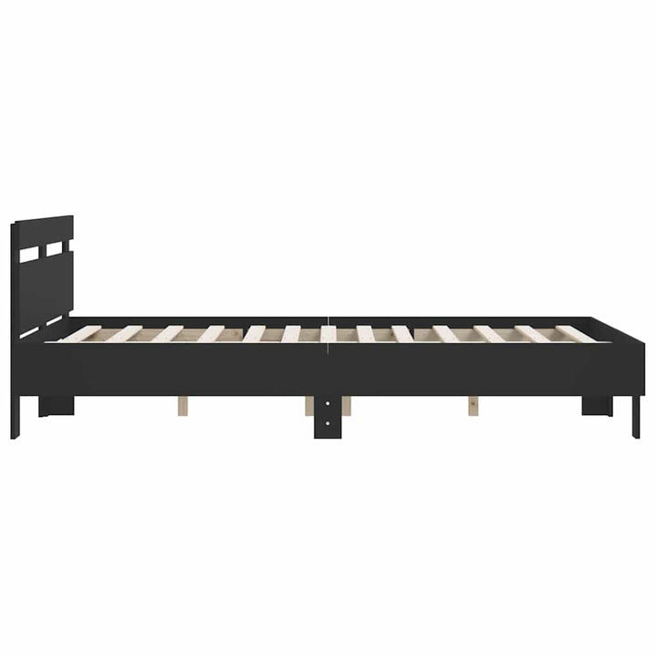 sengeramme med sengegavl 140x200 cm konstrueret træ sort