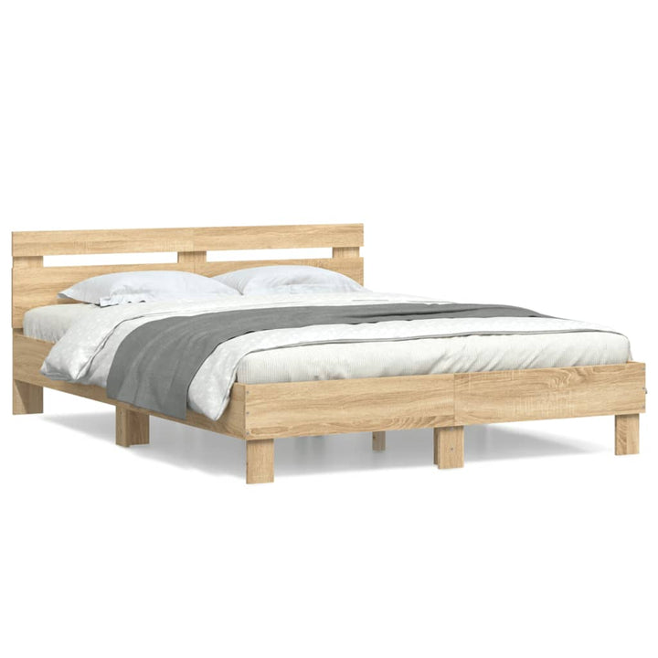 sengeramme med sengegavl 140x200 cm konstrueret træ sonoma-eg
