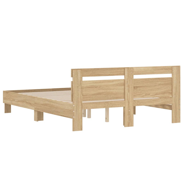 sengeramme med sengegavl 140x200 cm konstrueret træ sonoma-eg