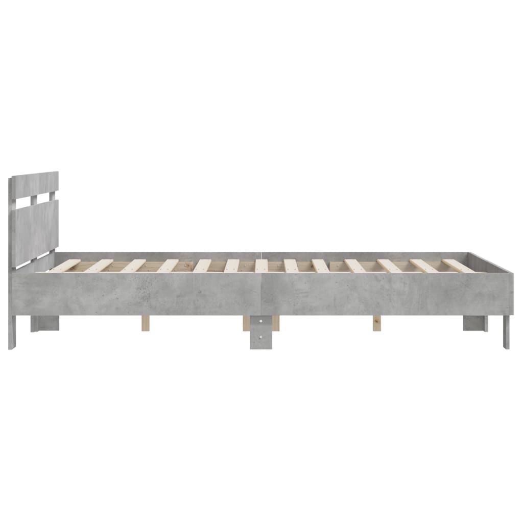 sengeramme med sengegavl 140x200 cm konstrueret træ betongrå