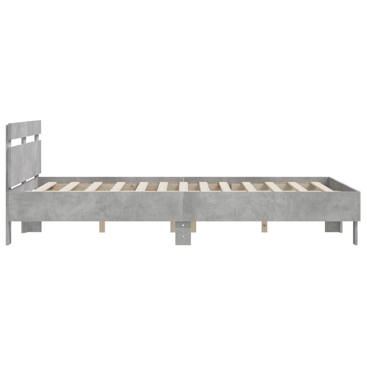 sengeramme med sengegavl 140x200 cm konstrueret træ betongrå