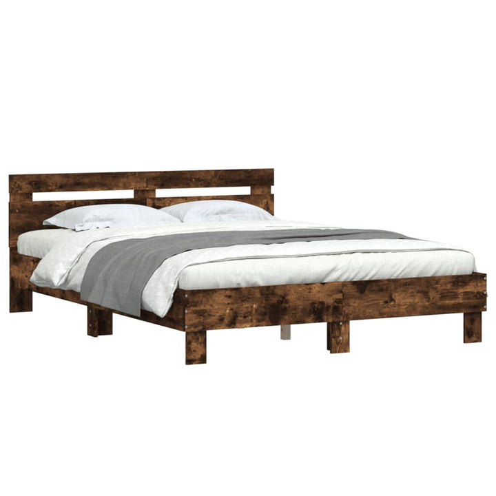 sengeramme med sengegavl 140x200 cm konstrueret træ røget eg