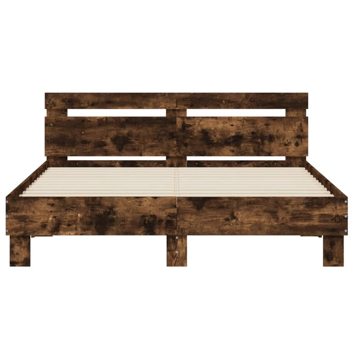 sengeramme med sengegavl 140x200 cm konstrueret træ røget eg
