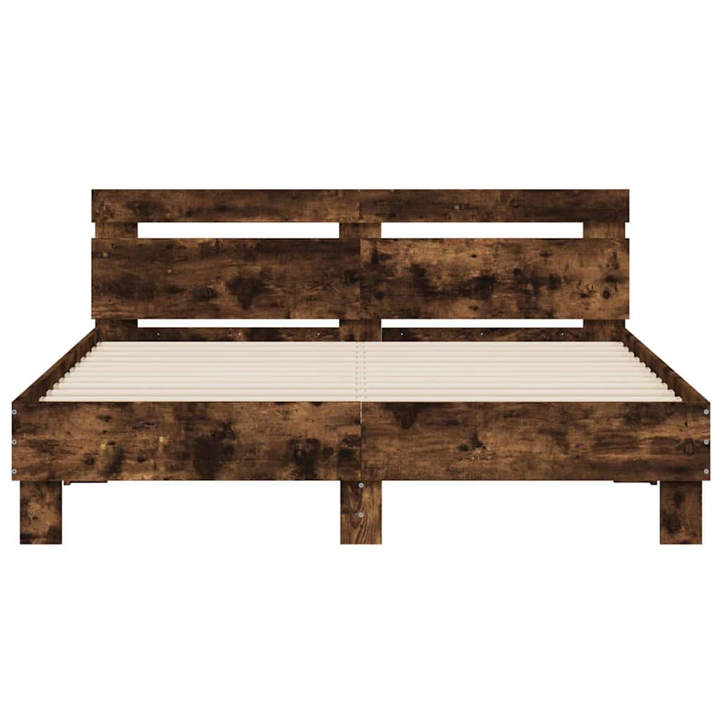 sengeramme med sengegavl 140x200 cm konstrueret træ røget eg