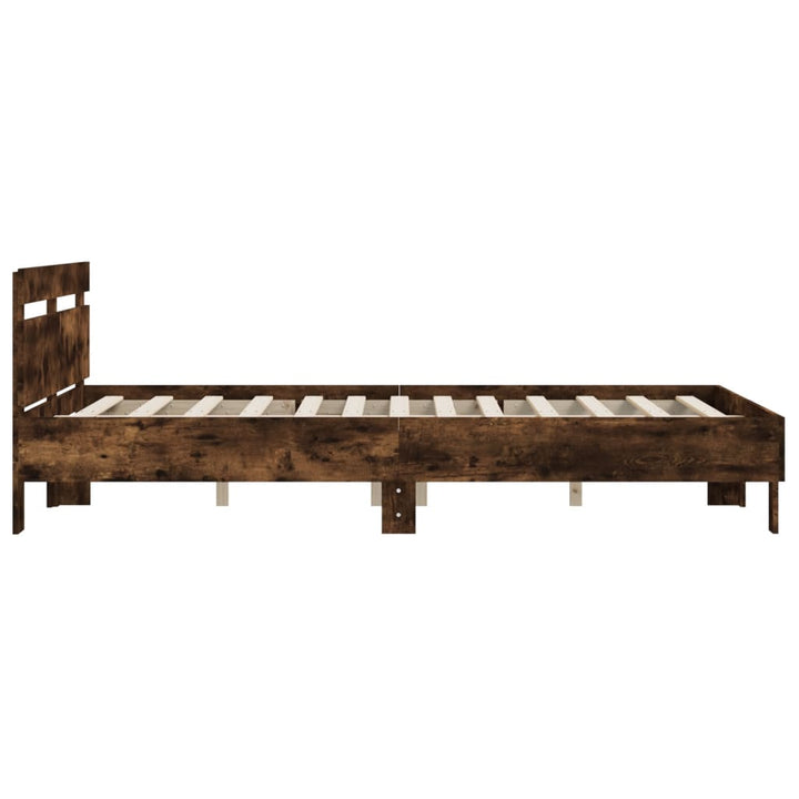 sengeramme med sengegavl 140x200 cm konstrueret træ røget eg