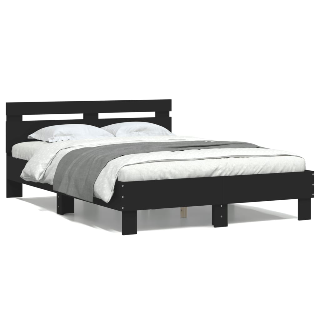sengeramme med sengegavl 120x200 cm konstrueret træ sort