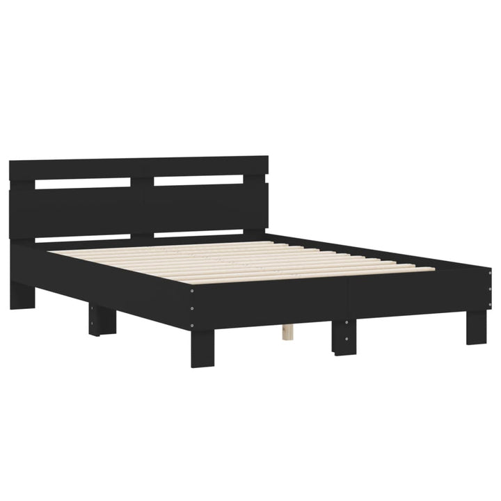 sengeramme med sengegavl 120x200 cm konstrueret træ sort