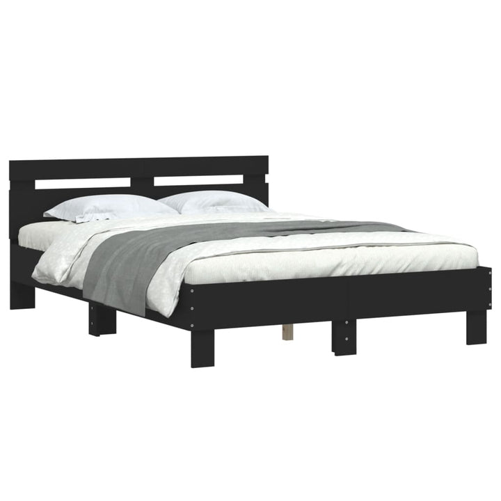 sengeramme med sengegavl 120x200 cm konstrueret træ sort