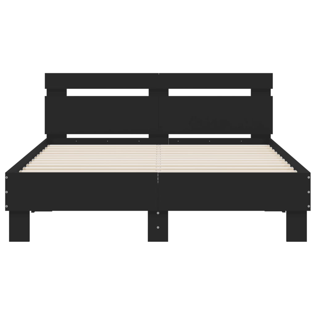 sengeramme med sengegavl 120x200 cm konstrueret træ sort