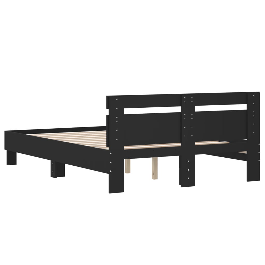 sengeramme med sengegavl 120x200 cm konstrueret træ sort