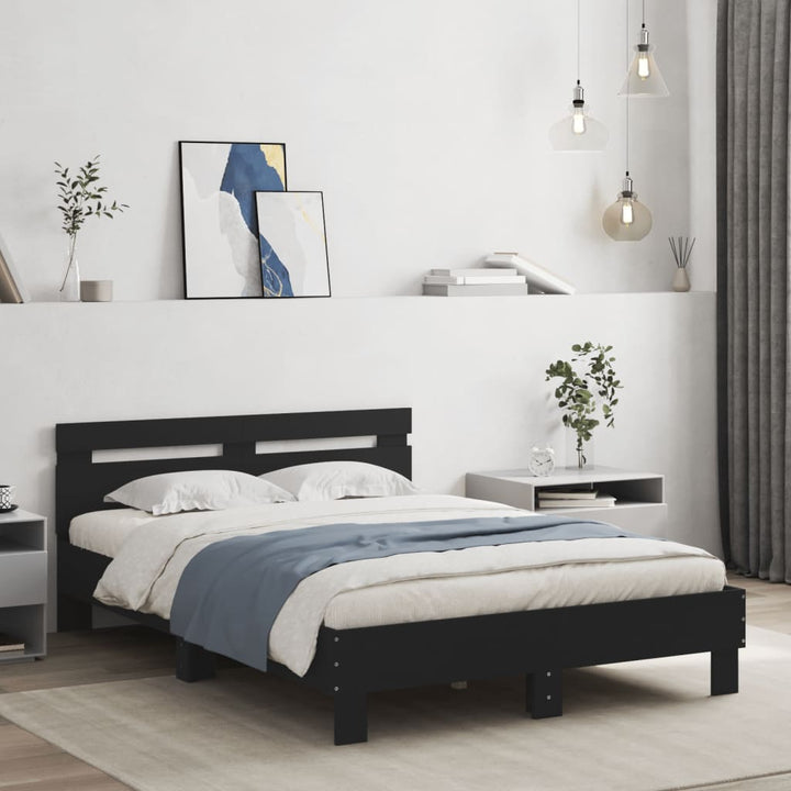 sengeramme med sengegavl 120x200 cm konstrueret træ sort