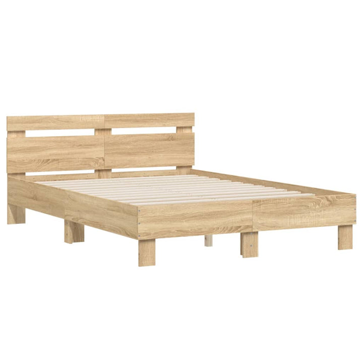sengeramme med sengegavl 120x200 cm konstrueret træ sonoma-eg
