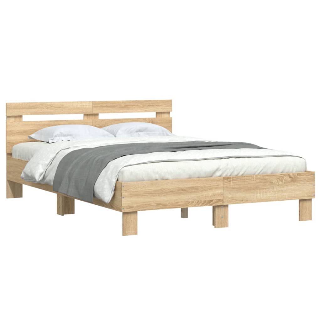 sengeramme med sengegavl 120x200 cm konstrueret træ sonoma-eg