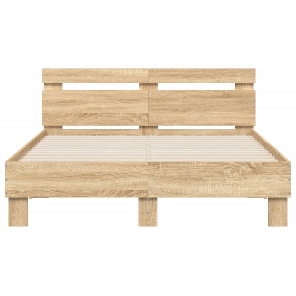sengeramme med sengegavl 120x200 cm konstrueret træ sonoma-eg