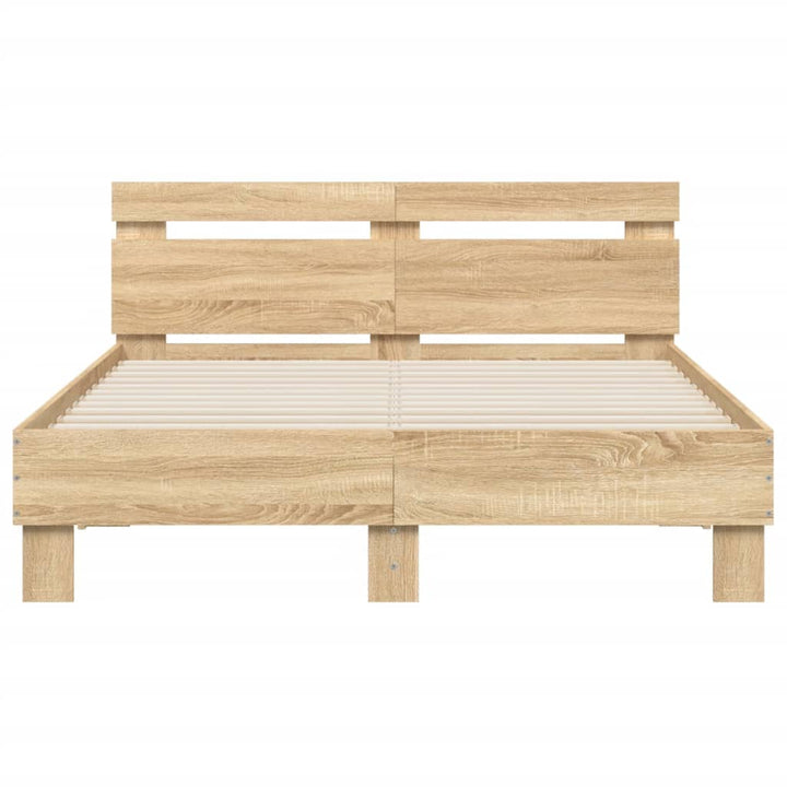 sengeramme med sengegavl 120x200 cm konstrueret træ sonoma-eg
