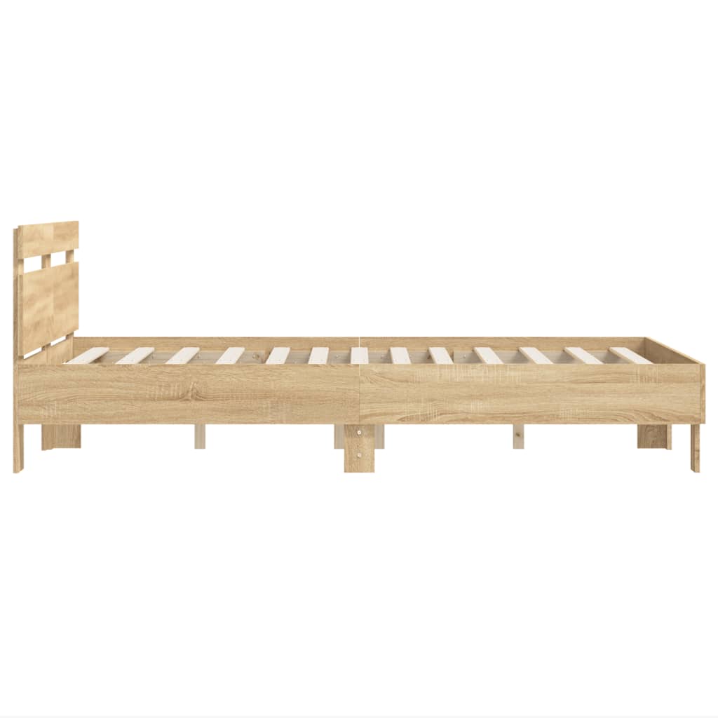 sengeramme med sengegavl 120x200 cm konstrueret træ sonoma-eg