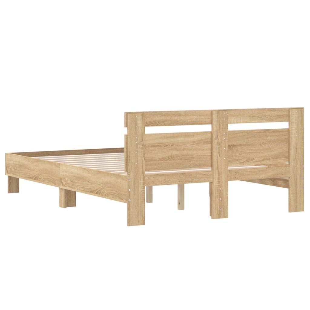 sengeramme med sengegavl 120x200 cm konstrueret træ sonoma-eg