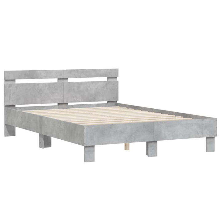 sengeramme med sengegavl 120x200 cm konstrueret træ betongrå