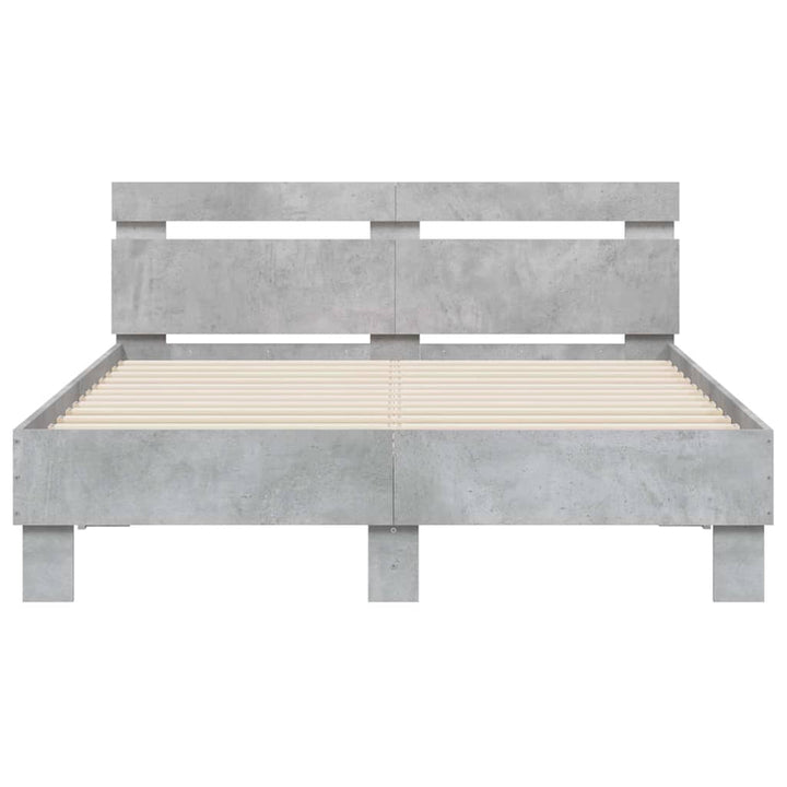 sengeramme med sengegavl 120x200 cm konstrueret træ betongrå