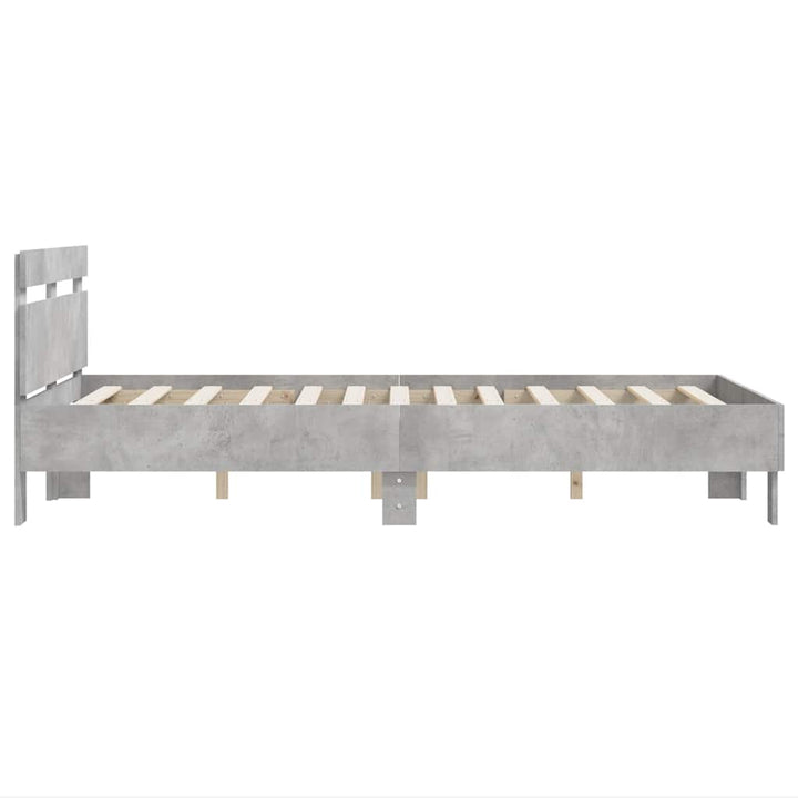 sengeramme med sengegavl 120x200 cm konstrueret træ betongrå
