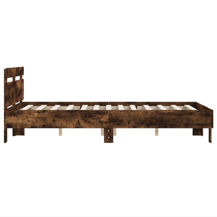 sengeramme med sengegavl 120x200 cm konstrueret træ røget eg