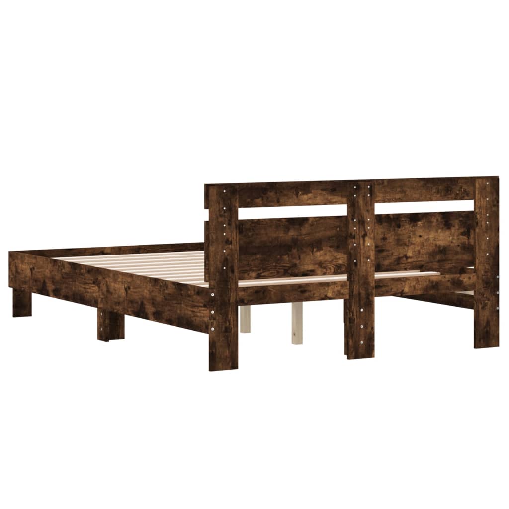 sengeramme med sengegavl 120x200 cm konstrueret træ røget eg