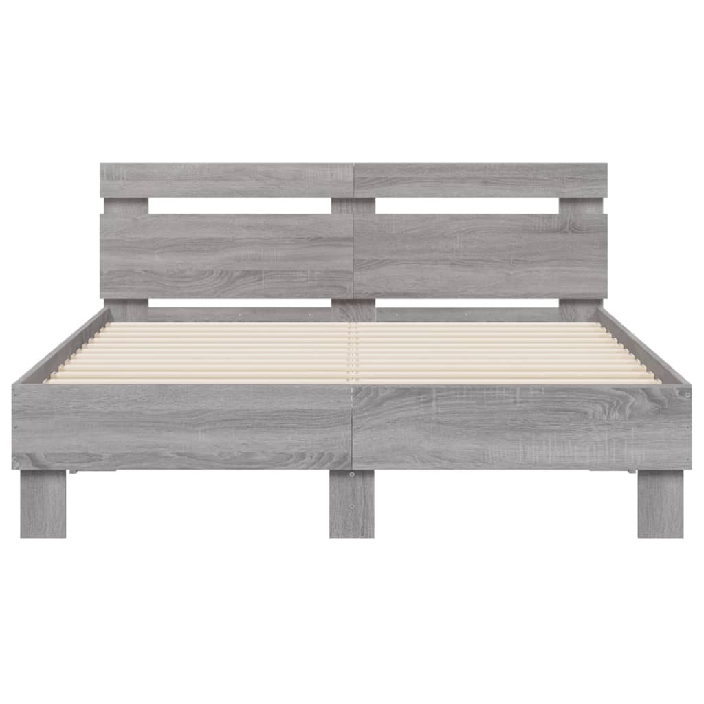 sengeramme med sengegavl 120x200 cm konstrueret træ grå sonoma
