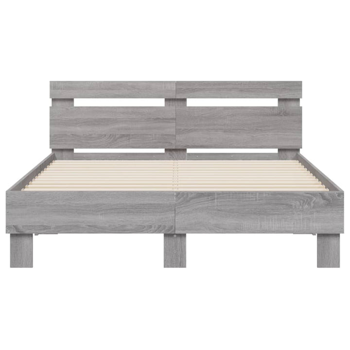 sengeramme med sengegavl 120x200 cm konstrueret træ grå sonoma