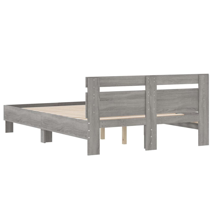 sengeramme med sengegavl 120x200 cm konstrueret træ grå sonoma