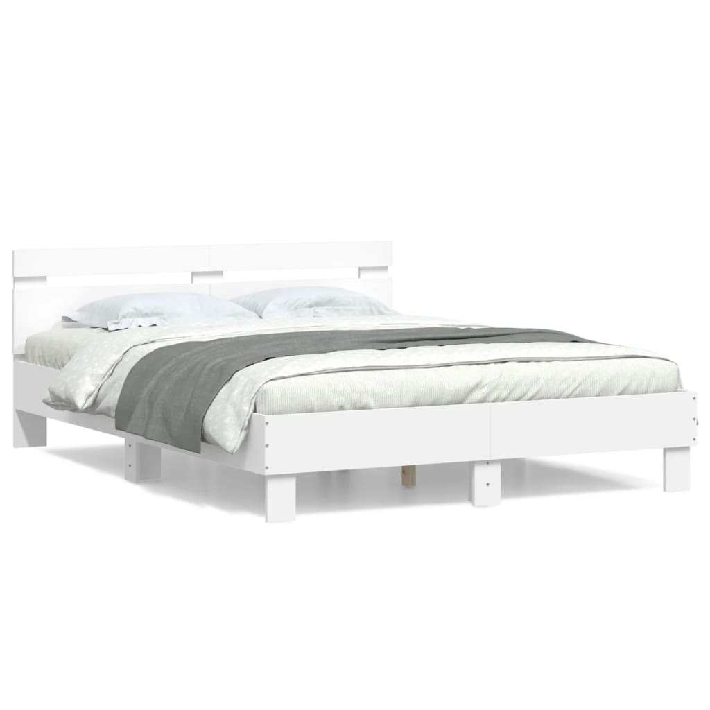 sengeramme med sengegavl 140x190 cm konstrueret træ hvid