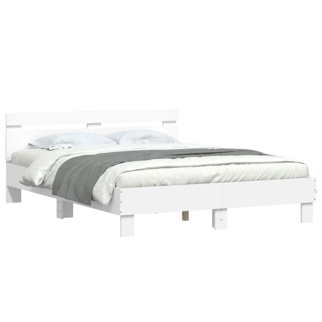 sengeramme med sengegavl 140x190 cm konstrueret træ hvid