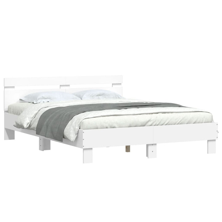 sengeramme med sengegavl 140x190 cm konstrueret træ hvid