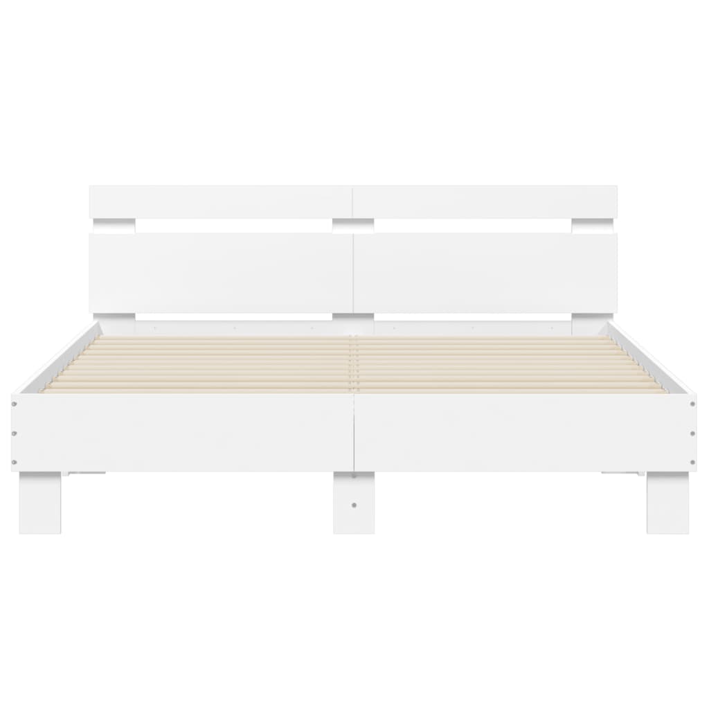 sengeramme med sengegavl 140x190 cm konstrueret træ hvid