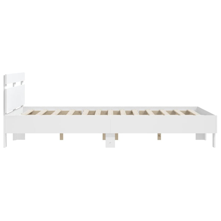 sengeramme med sengegavl 140x190 cm konstrueret træ hvid