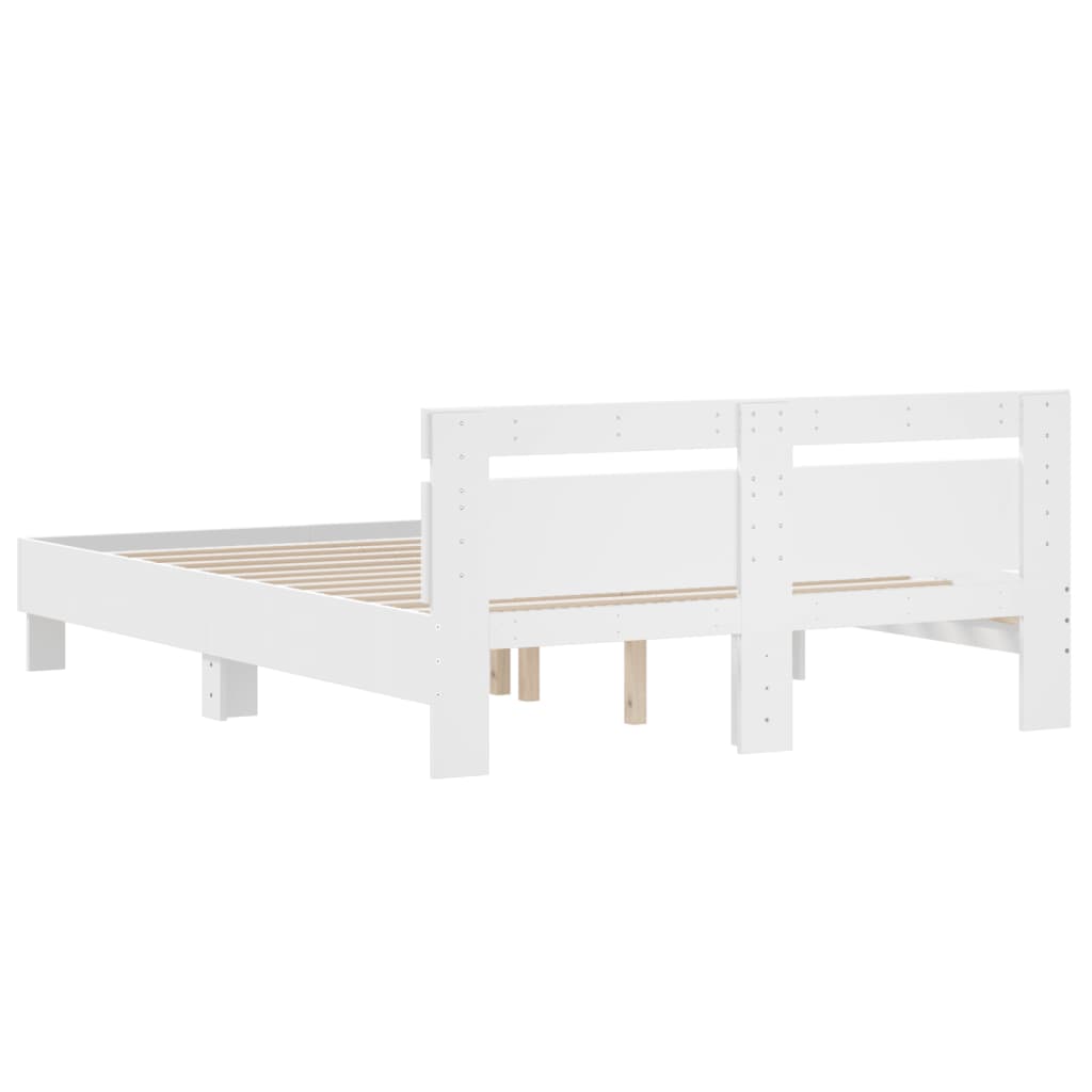 sengeramme med sengegavl 140x190 cm konstrueret træ hvid