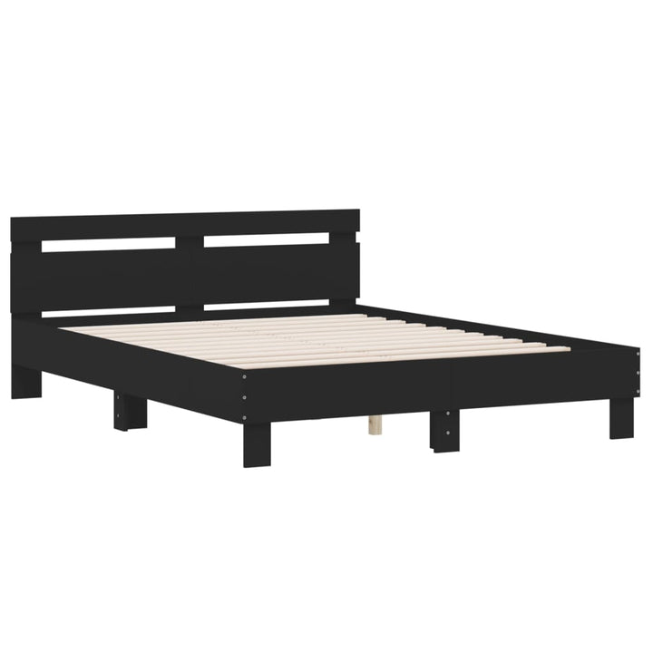 sengeramme med sengegavl 140x190 cm konstrueret træ sort