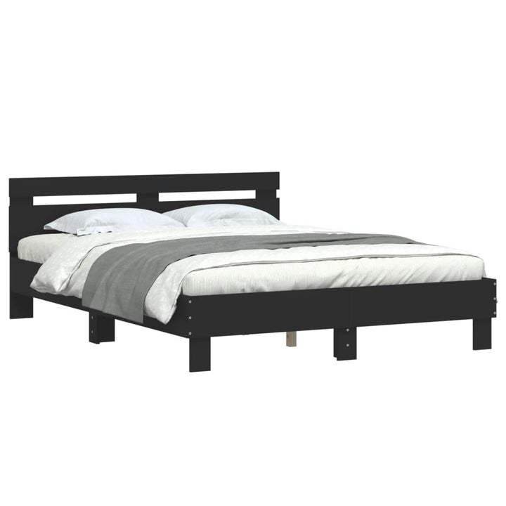 sengeramme med sengegavl 140x190 cm konstrueret træ sort