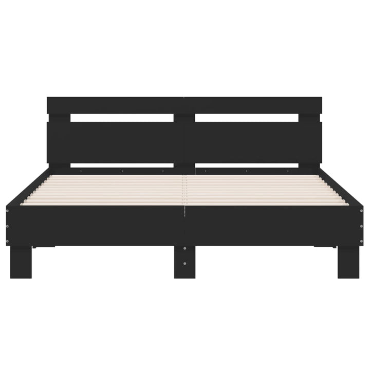 sengeramme med sengegavl 140x190 cm konstrueret træ sort