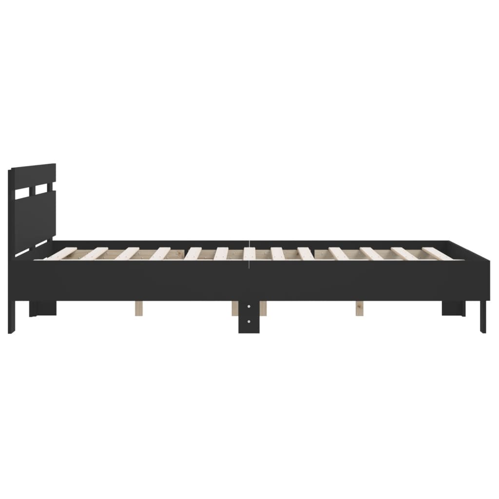 sengeramme med sengegavl 140x190 cm konstrueret træ sort
