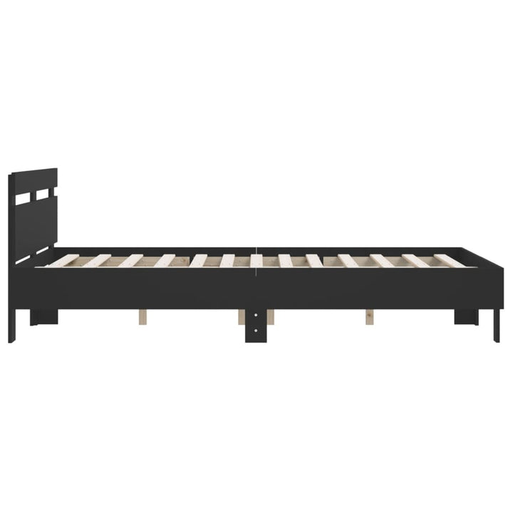 sengeramme med sengegavl 140x190 cm konstrueret træ sort