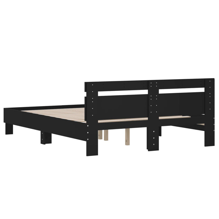 sengeramme med sengegavl 140x190 cm konstrueret træ sort