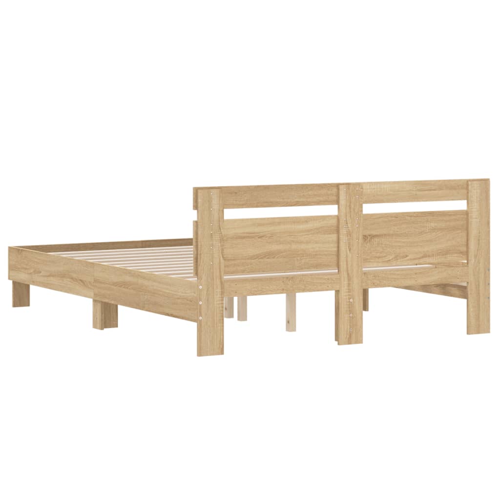sengeramme med sengegavl 140x190 cm konstrueret træ sonoma-eg