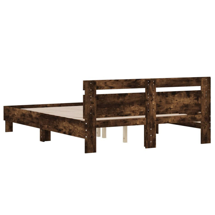 sengeramme med sengegavl 140x190 cm konstrueret træ røget eg