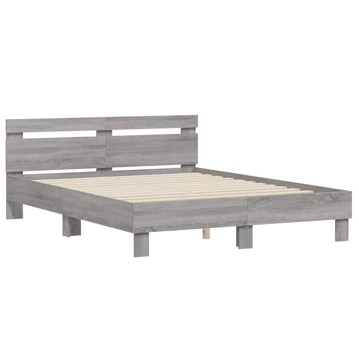 sengeramme med sengegavl 140x190 cm konstrueret træ grå sonoma