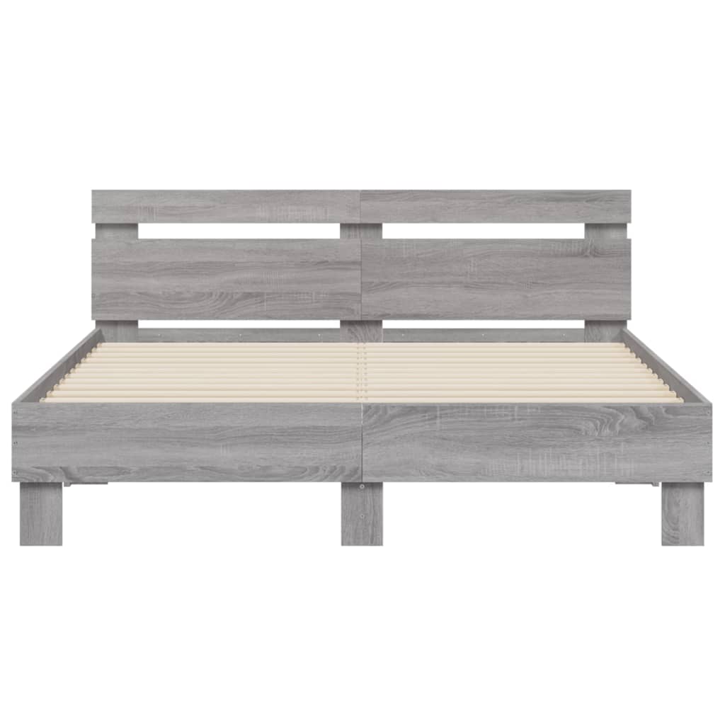sengeramme med sengegavl 140x190 cm konstrueret træ grå sonoma